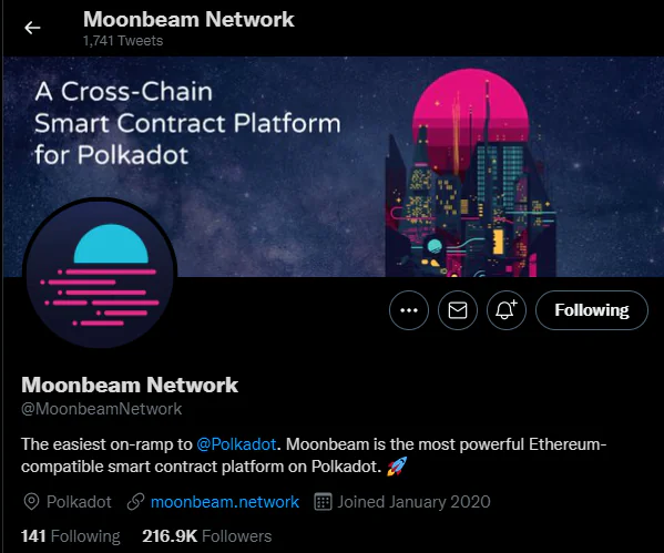 Moonbeam (GLMR) - Twitter