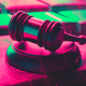 Judge's gavel resting on stack of papers