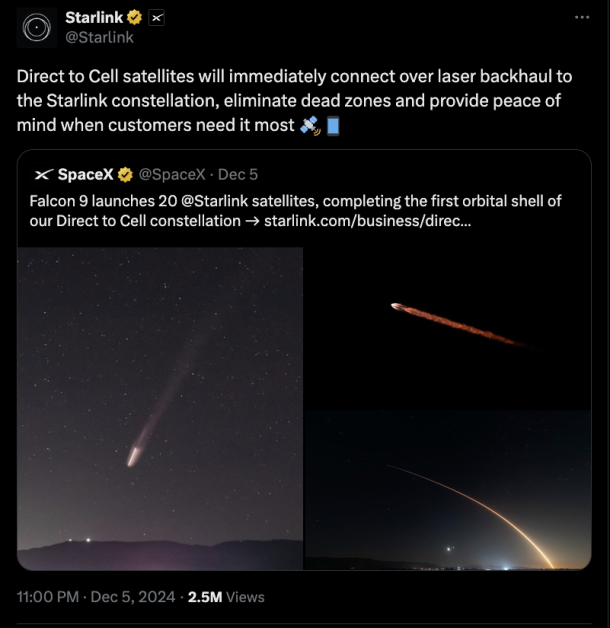 Starlink constellation Tweet
