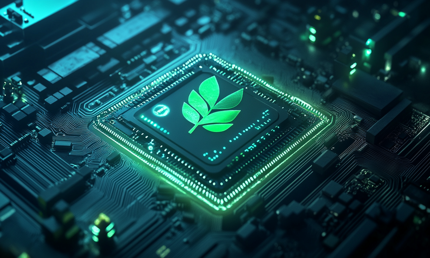 A glowing futuristic AI chip