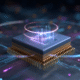 Futuristic memory chip surrounded by AI, photonic, and magnetic elements.