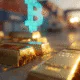 前景に輝く1kgの金塊を描いた超リアルな映画のようなシーン