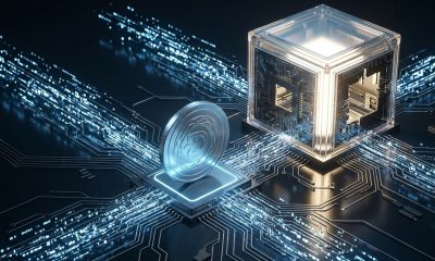 Digital currency connected to a transparent AI processor, illustrating how CBDC adoption could influence corporate AI investment and strategy.