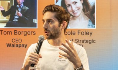Tom Borgers, CEO and co-founder of Walapay, speaking at a conference